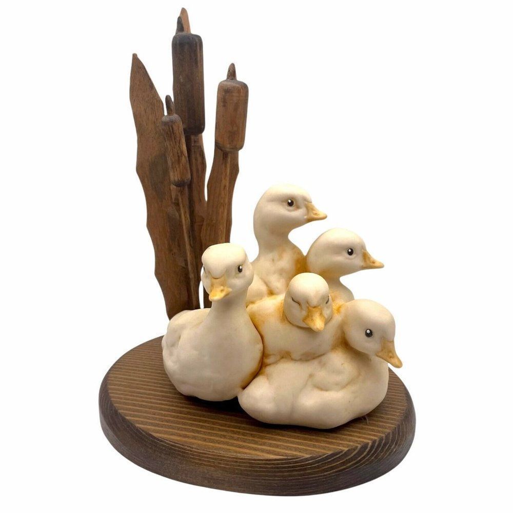 Editions in Porcelain Mallard Ducklings Chicks Cattail reeds  Duck Figurines